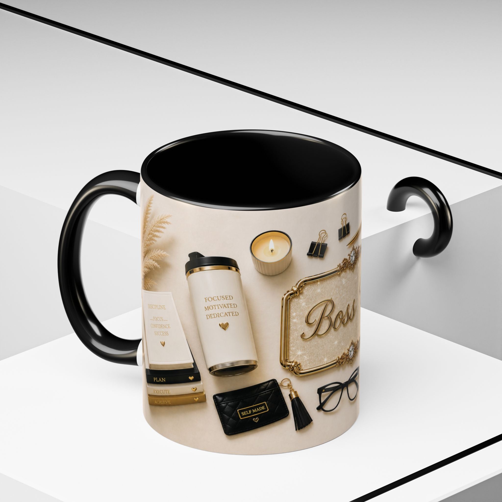 Boss Up Coffee Mug – Black & Gold Luxe