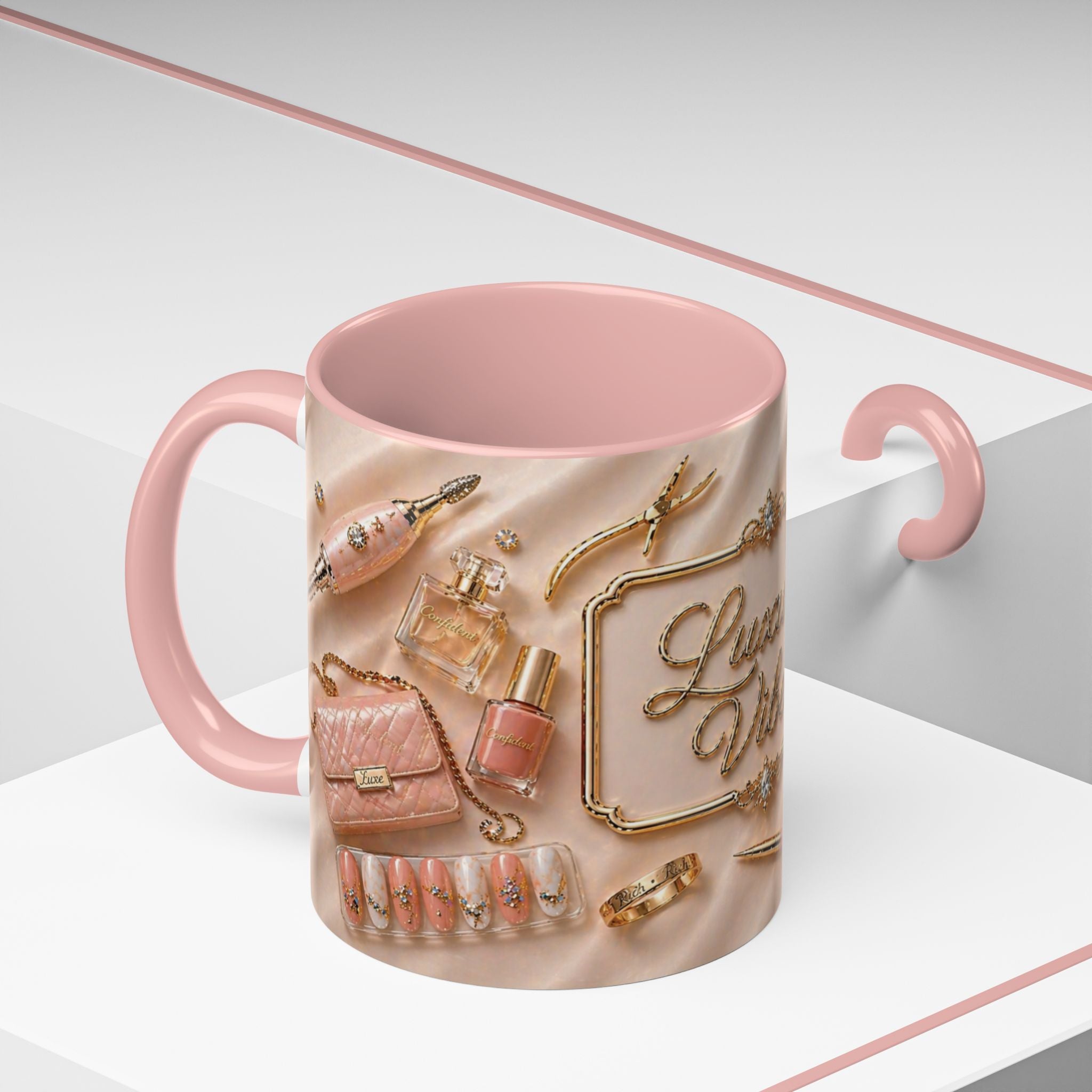 Luxury Vibes Coffee Mug – Pink Handle Glam