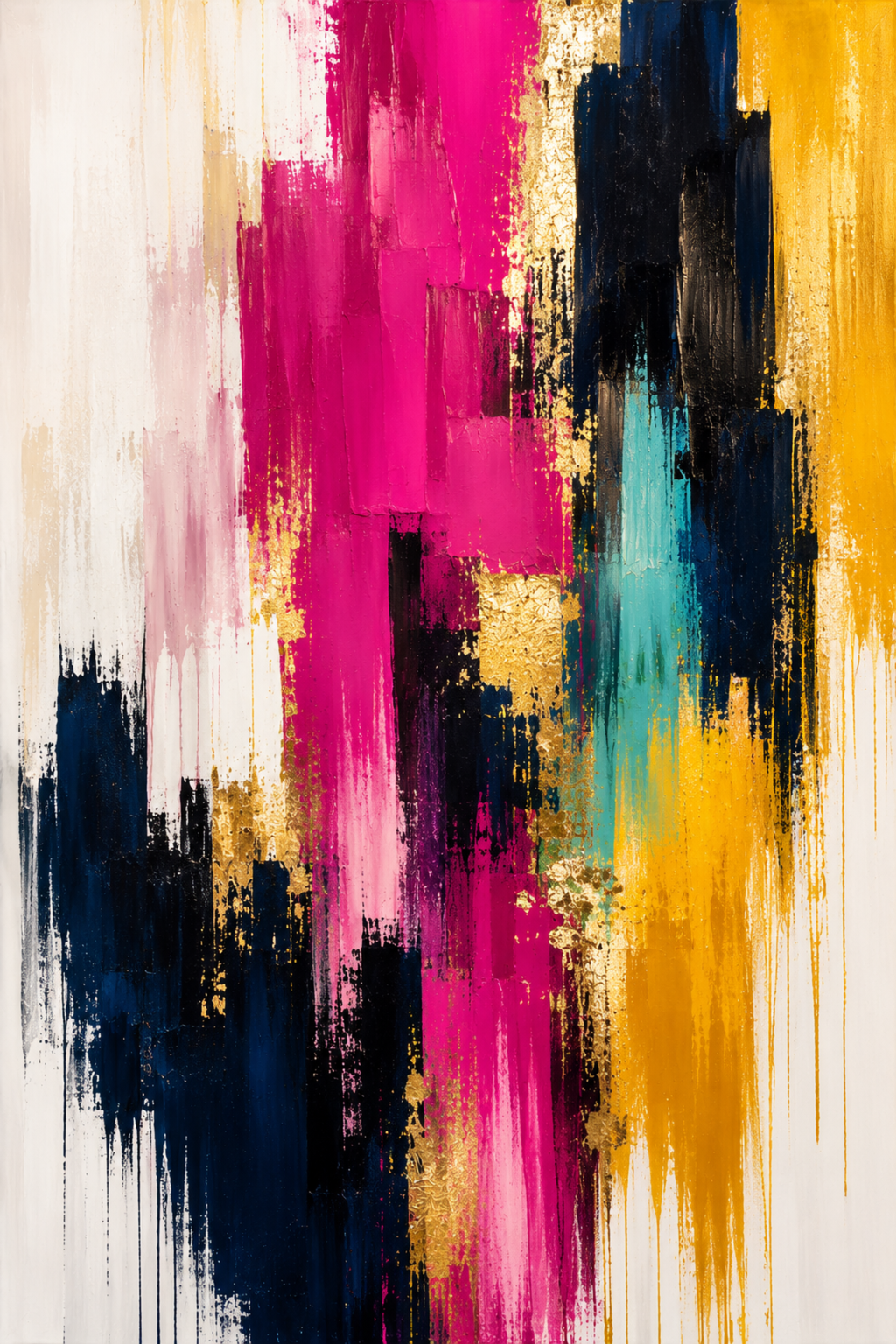 Luxury Fuchsia, Navy & Gold Abstract Wall Art | Printable Digital Download | Modern Glam Decor | Instant Download