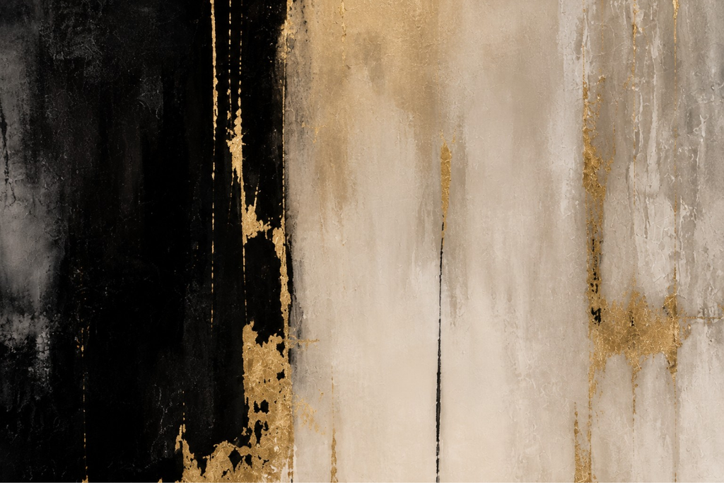 Luxury Black, Ivory & Gold Abstract Wall Art | Printable Digital Download