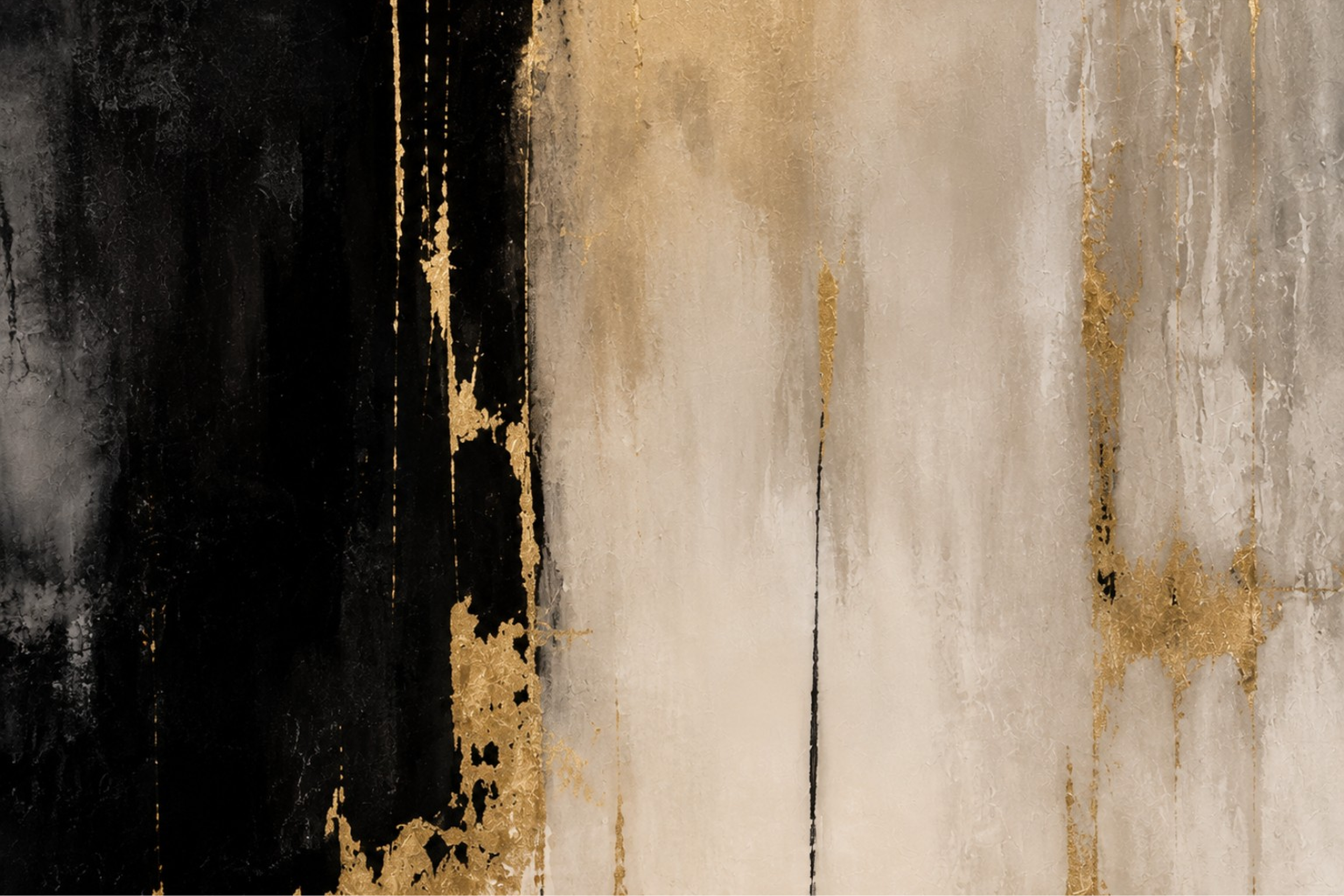 Luxury Black, Ivory & Gold Abstract Wall Art | Printable Digital Download