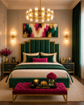 Luxury Emerald & Fuchsia Abstract Wall Art | Modern Glam Printable Wall Decor