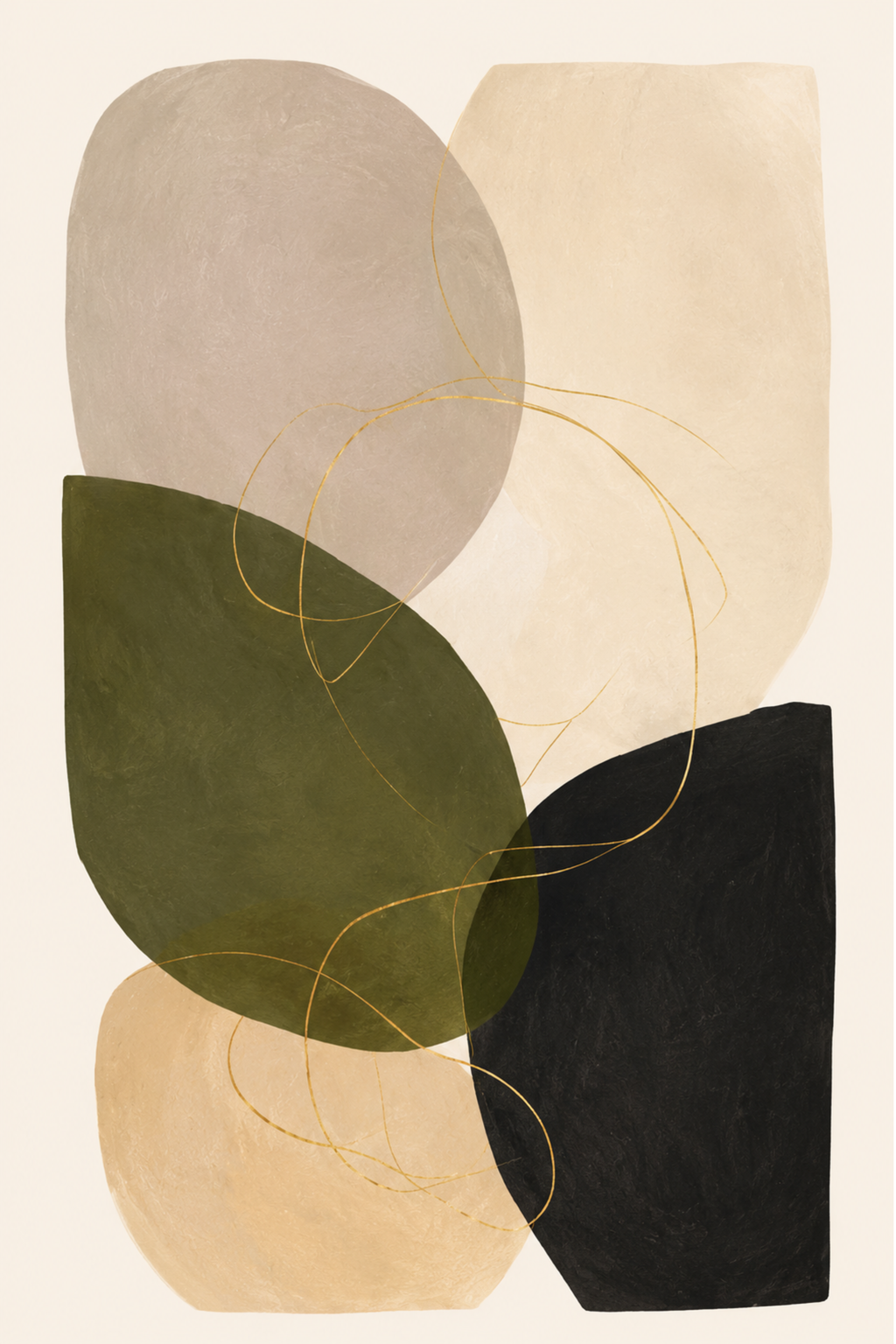 Luxury Olive Green Abstract Wall Art | Printable Digital Download | Organic Modern Decor | Minimalist Neutral Wall Art