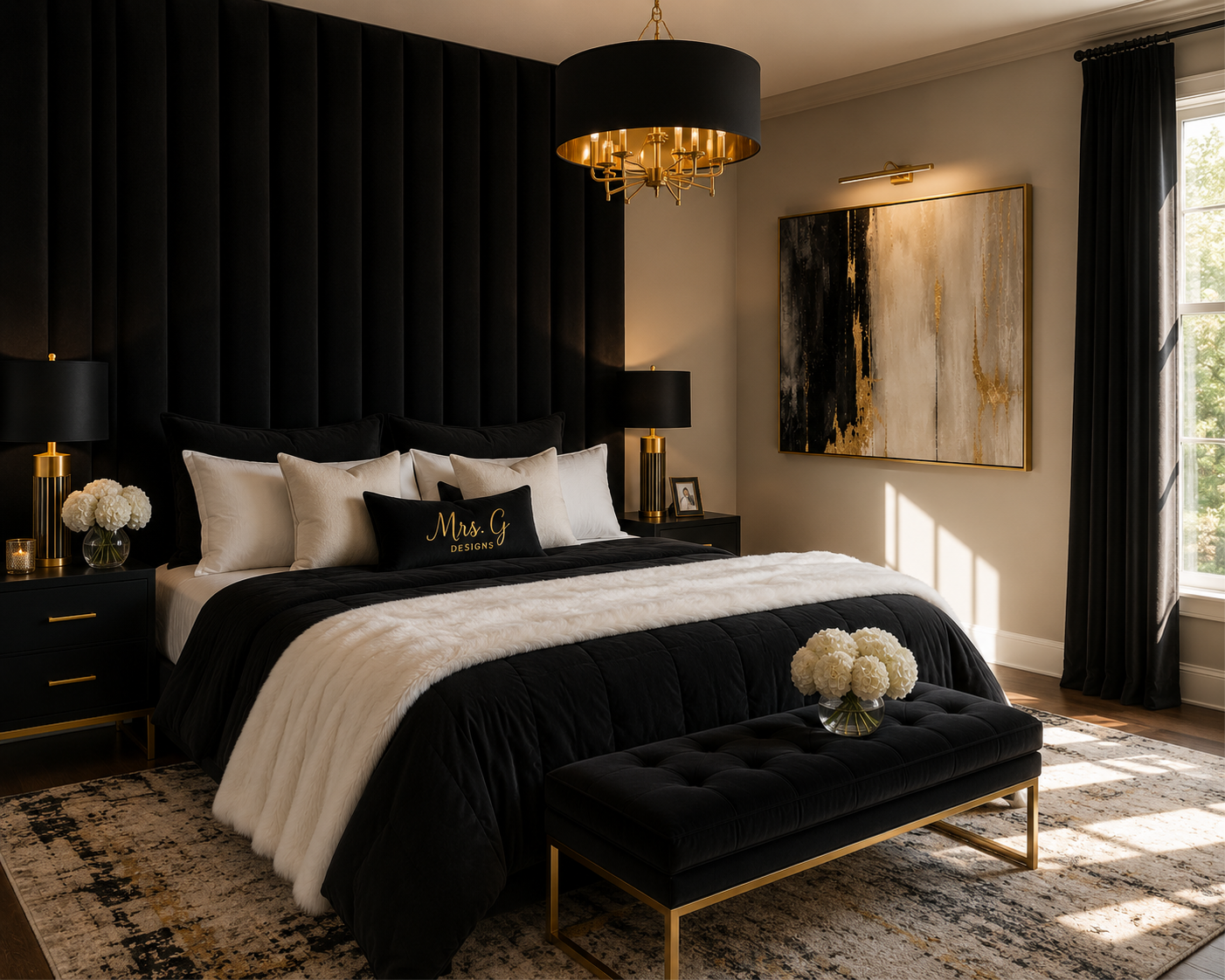 Luxury Black, Ivory & Gold Abstract Wall Art | Printable Digital Download