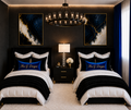 Luxury Navy & Gold Abstract Wall Art Set of 2 | Printable Digital Download | Modern Glam Decor